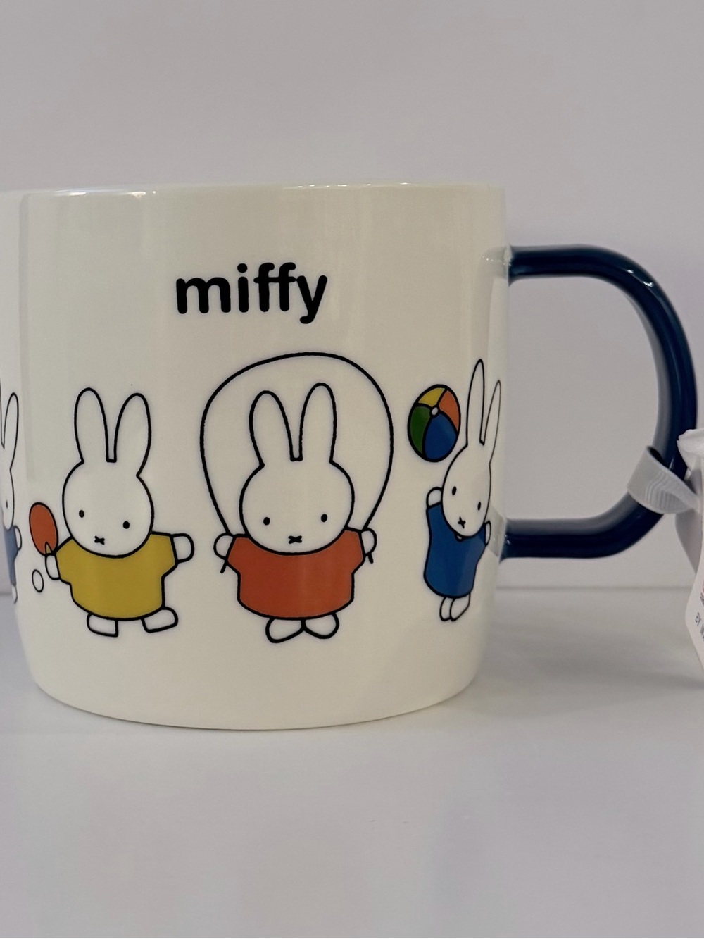 miffy Ceramic Mug with Multicolor Bunny Play Designs - White & Navy